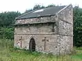 Lectern-style doocot at the site of the old Eglinton Mains farm in Ayrshire, Scotland