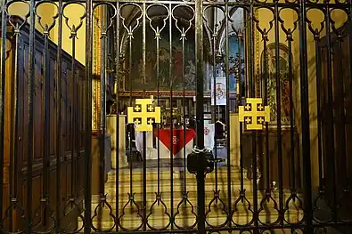 Gate of Chapel the Knights of the Holy Sepulchre, with Maltese crosses,the symbol of the Templars