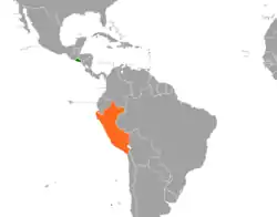 Map indicating locations of El Salvador and Peru