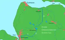 The Geeste (1) as the westernmost part of the Elbe-Weser Shipping Channel