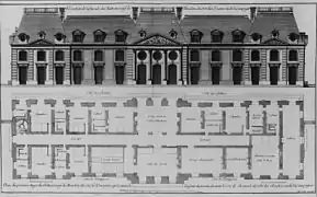 Diagram of the third level of the Château-Neuf (known as "le Bel étage", the beautiful floor), by Mariette, around 1715