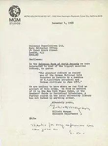 Elliott Morgan's letter to the Guinness Book of World Records