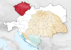 The Kingdom of Bohemia (red) within Austria-Hungary (1914)