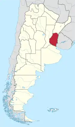 Location of Entre Ríos within Argentina