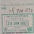 Entry stamp for pre-handover Hong Kong on an American passport