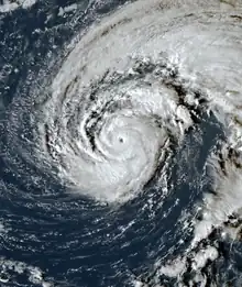 Satellite image of Hurricane Epsilon near peak intensity, late on October 21