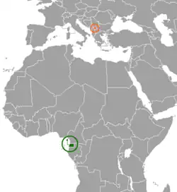 Map indicating locations of Equatorial Guinea and Kosovo