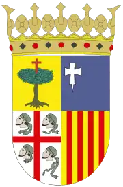 The current coat of arms of Aragon (Spain) features four heads of Moors