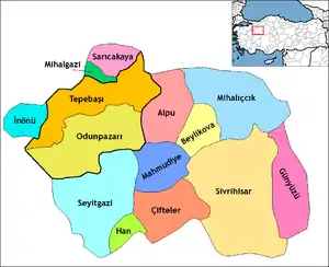 Location of Alpu within Turkey.