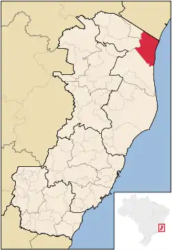 Location of Conceição da Barra in the State of Espírito Santo