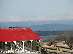 Essex County Fairgrounds in Westport, with Lake Champlain and Vermont in the background