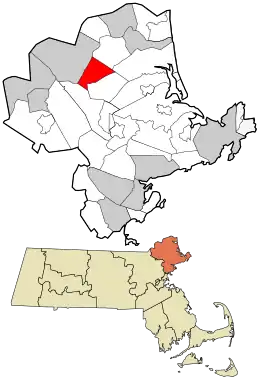 Location in Essex County and the state of Massachusetts.