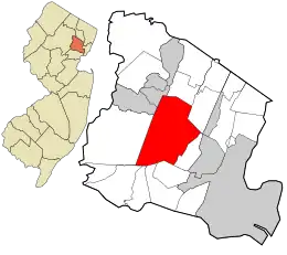The location of Essex County in New Jersey (left) and of West Orange in Essex County (right)