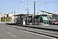 Trambesòs stop with a tram towards Glòries