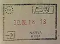 Entry stamp for rail travel, issued at Narva