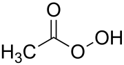Peroxyacetic acid, a peroxycarboxylic acid (formula: .mw-parser-output .template-chem2-su{display:inline-block;font-size:80%;line-height:1;vertical-align:-0.35em}.mw-parser-output .template-chem2-su>span{display:block;text-align:left}.mw-parser-output sub.template-chem2-sub{font-size:80%;vertical-align:-0.35em}.mw-parser-output sup.template-chem2-sup{font-size:80%;vertical-align:0.65em}(RCO3H), is a reagent in organic synthesis.