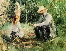 Berthe Morisot, Eugène Manet and His Daughter in the Garden, 1883