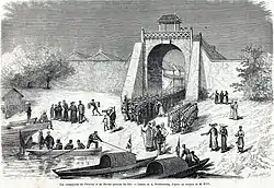 French troops leaving the Hanoi fortress in February 1874