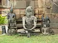 Excavated Jain sculptures from the 9th-10th century at Panchakuta Basadi, Kambadahalli