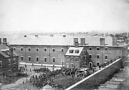 An alternate view of the execution, taken from the roof of the Arsenal