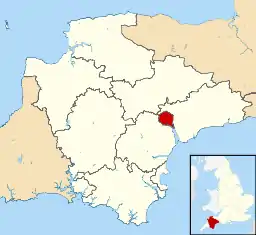 The District of Exeter including Topsham shown within Devon