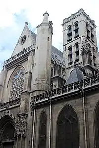 Rebuilt original bell tower of the church by Théodore Ballu, lower portion from 12th century