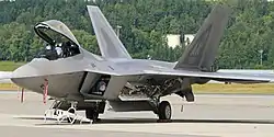 A F-22 Raptor of the 3d Wing at Elmendorf AFB during 2010