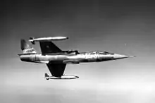 Lockheed F-104G Starfighter with external wingtip fuel tanks
