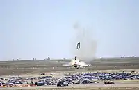 Image 5At the Mountain Home Air Force Base in Elmore County, Southwestern Idaho in September 2003 Capt. Christopher Stricklin ejected from the USAF Thunderbirds number six aircraft less than a second before it impacted the ground at an air show at the base. Stricklin, who was not injured, ejected after guiding the jet away from the crowd of more than 60,000 people