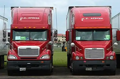 Pre-facelift Century Class (right) with a Columbia (left)
