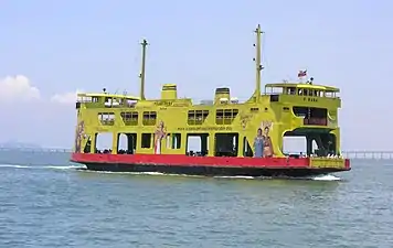 A ferry underway in Penang, Malaysia.
