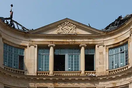 Upper court facade and roof