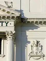 Closer look at the details of St. La Salle Hall facade