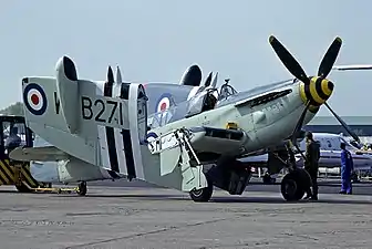 A Fairey Firefly AS.5 which served wuth 814 NAS, seen in 1980 during its time with the Royal Navy Historic Flight.