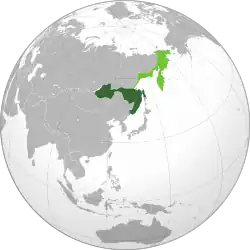 Far Eastern Republic: 
*Maximum extent in 1920 (green and dark green).
*Extent from 1920 to 1922 (dark green).
