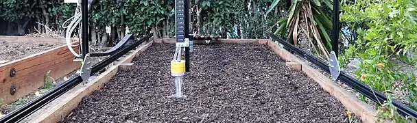 FarmBot prototype watering for the first time.