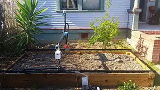 FarmBot Genesis V0.7 prototype working outside.