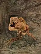 Prehistoric Coupling (1887) color pencil, watercolor, gouache (30.5 x 23.6&nbsp;cm.) Namur