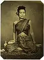 Cambodian lady wearing sbai in late 1800s
