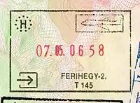 Entry stamp for air travel, issued at Budapest Airport (Terminal 2)