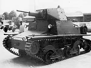 Fiat L6/40 light tank armed with a Breda 20/65 in its turret.