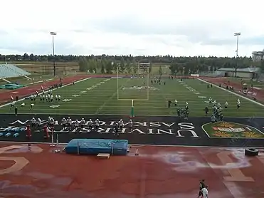 Playing field at Griffiths Stadium from the Graham Huskies Clubhouse