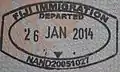 Exit stamp at Nadi International Airport.