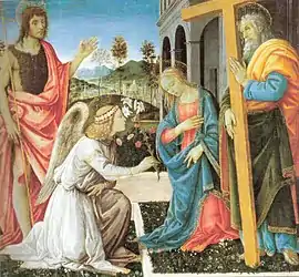 Annunciation with St John the Baptist and St Andrew, c. 1485