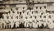 Front row: Lyallpuri, A. K. Gopalan, Jyoti Basu, Hare Krishna Konar, Muzaffar Ahmad, P. Sundarayya, Harkishan Singh Surjeet, E. M. S. Namboodiripad, M. Basavapunnaiah, Promode Dasgupta, P. Ramamurthi and others 19 leaders. (In the first Central Committee meeting of Communist Party of India (Marxist) held in Tenali, Andhra Pradesh in July 1964).