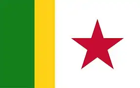 New Flag of Cameroon: New Flag of Cameroon. Designed for a post-CPDM and Biya Regime. Green stands for the land and growth of the people. Yellow stands for prosperity and wealth. White stands for wisdom and peace. The Red Star stands for leadership and the people.