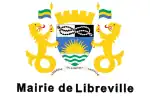 One of the two versions of the flag of Libreville, with text.