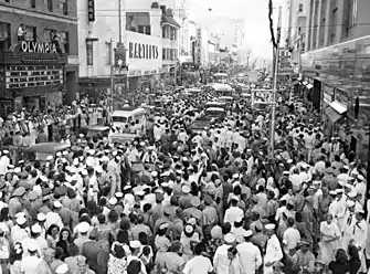 Image 14Soldiers and crowds in Downtown Miami 20 minutes after Japan's surrender ending World War II (1945). (from History of Florida)