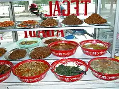 Food display in warung Tegal.