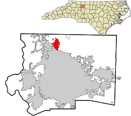 Location in Forsyth County and the state of North Carolina.